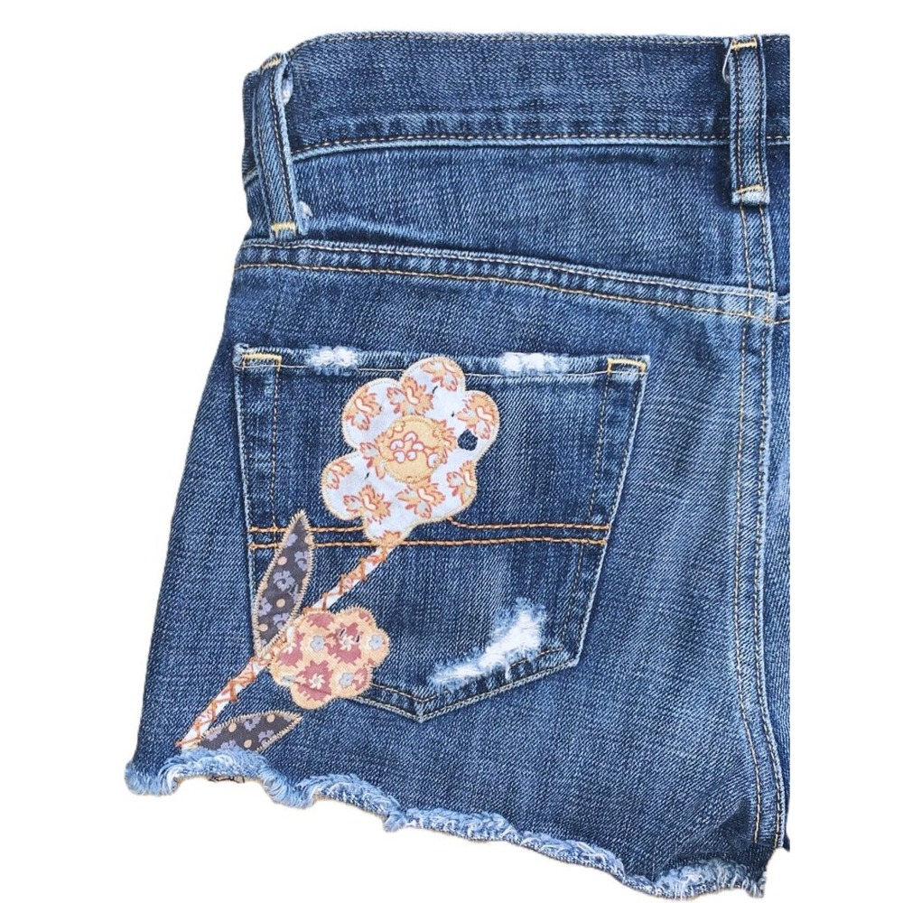 RALPH LAUREN Distressed Floral Patchwork Jean Shorts Denim Supply Boyfriend 27w - Picture 8 of 14